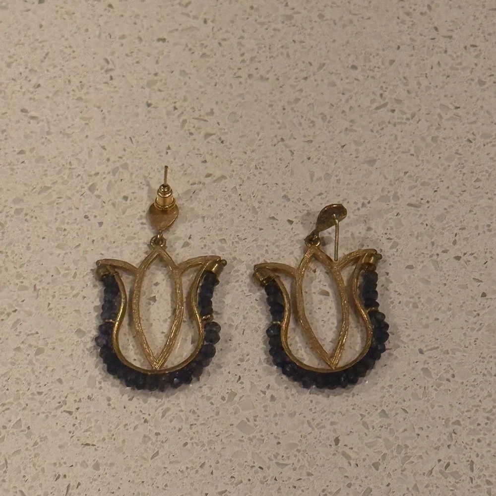 Elegant Gold and Blue Earrings